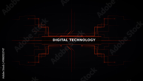 Digital technology concept with neon circuit lines vector illustration