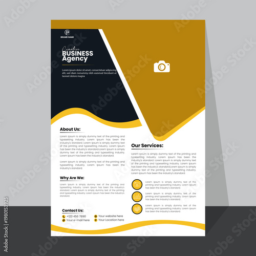 Creative business agency flyer with abstract background and modern design elements.