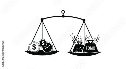 FOMO vs financial gain conceptual illustration