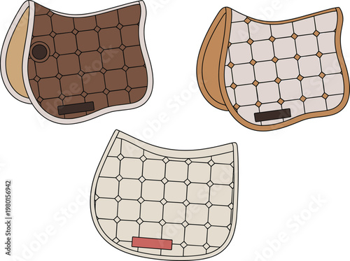 Equestrian Saddle Pads in Different Colors and Patterns vector