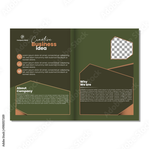 Company profile brochure layout for business idea presentation and marketing proposal.