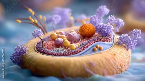 3d medical illustration of type 2 diabetes pancreatic islet beta cells with amyloid deposits and inflammation