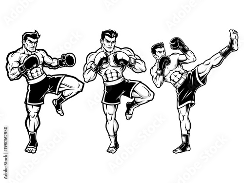 Kickboxing athlete posing vector