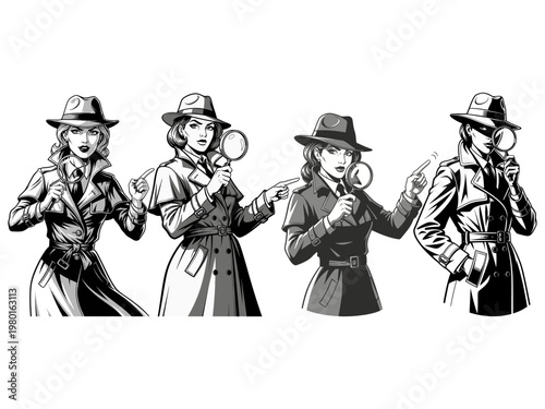 Woman who looks like a detective vector