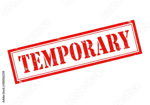 Red ink rubber stamp with the word temporary in capital letters