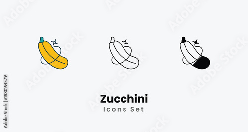 Zucchini icons vector set stock illustration