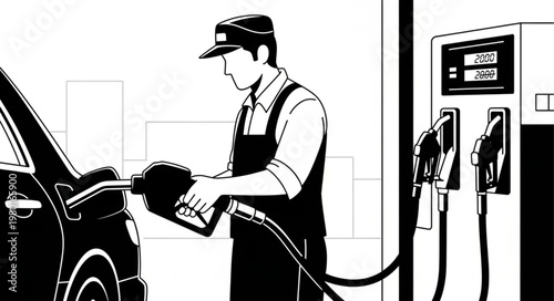 man with gas pump nozzle