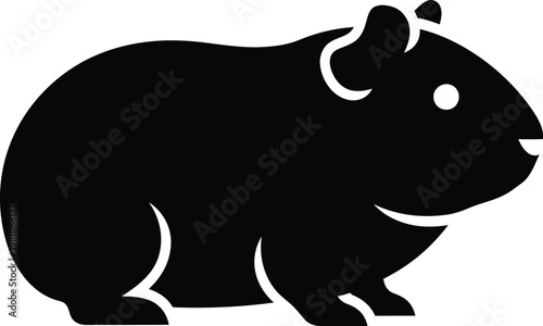 A black silhouette of a guinea pig