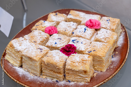 Wallpaper Mural Sliced Napoleon cake with layered puff pastry and cream Torontodigital.ca