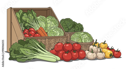 Fresh vegetables in a market.