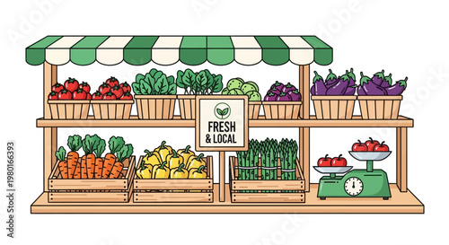 Fresh produce on market stand display.