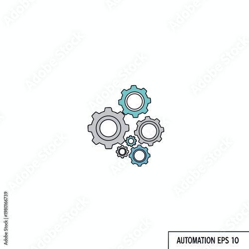 Assembly of Interlocking Mechanical Gears for Automation and Engineering Concept