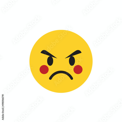 Close Up of an Angry Emoji Face Expressing Frustration or Displeasure