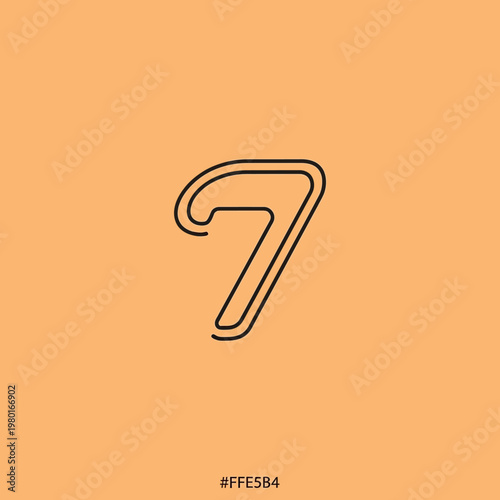 Minimalist Outline of the Number Seven with Double Stroke.
