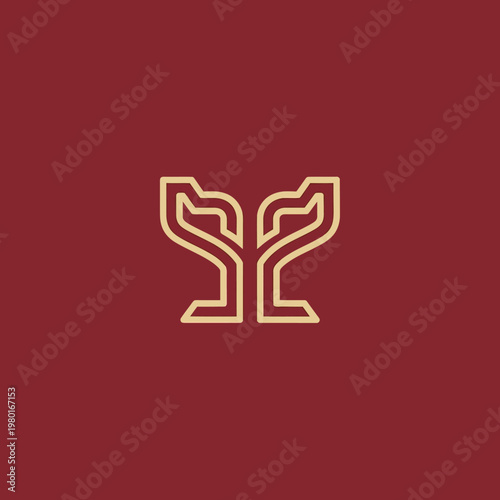 Elegant abstract wine glass logo design.