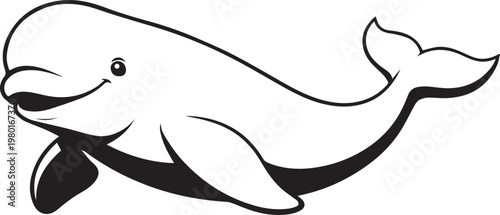 Cartoon vector illustration of a beluga whale with graphic design illustration wildlife isolated minimalist stylized creative