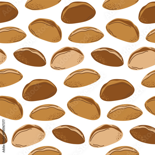 Fresh bread seamless pattern. Bakery background for cafe menu, kitchen textile, or food wrapping paper.
