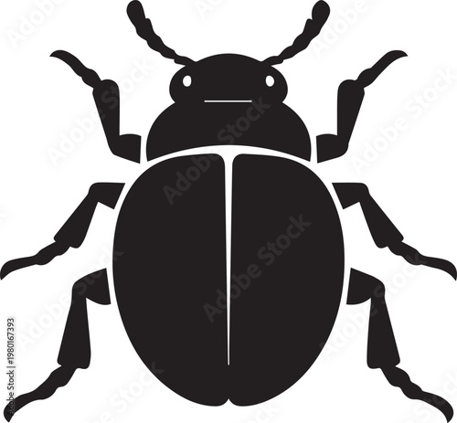 Black silhouette vector of a beetle with graphic design silhouette illustration wildlife isolated minimalist stylized creative creature entomology