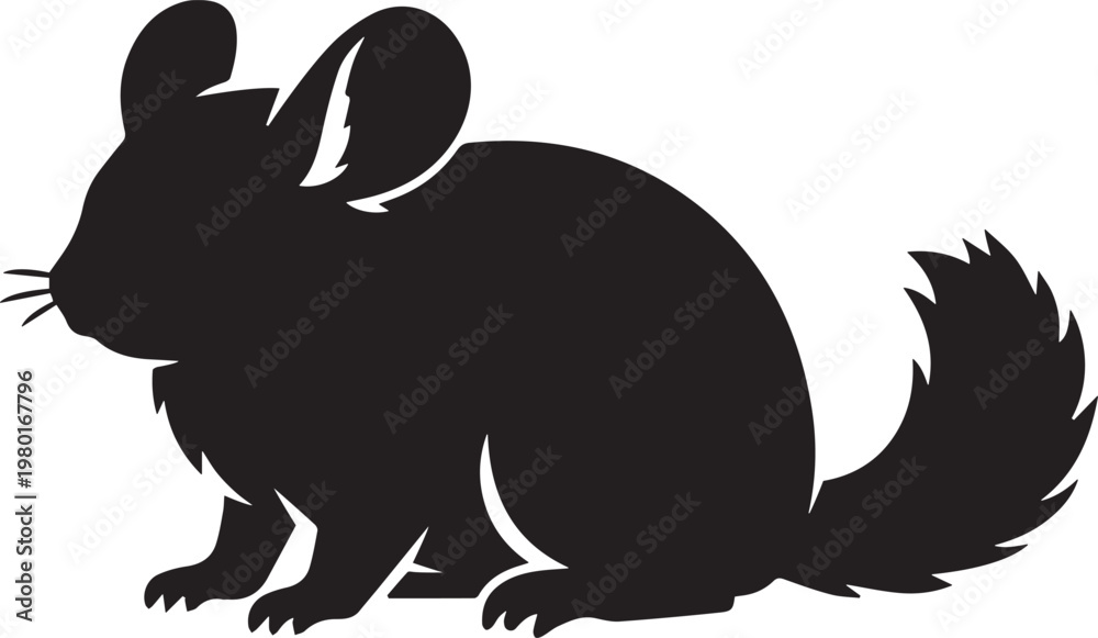 Obraz premium Chinchilla silhouette with chinchilla silhouette whiskers wildlife illustration isolated portrait domestic