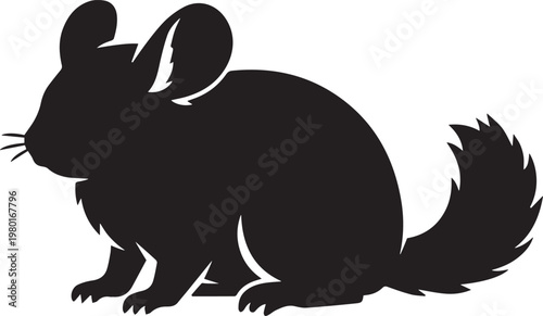 Chinchilla silhouette with chinchilla silhouette whiskers wildlife illustration isolated portrait domestic