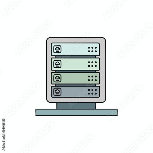 Modern Data Server Rack in a Network Equipment Room