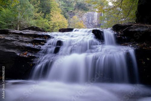 Silky Smooth Waterfall Flow in Forest Long Exposure Nature Landscape
