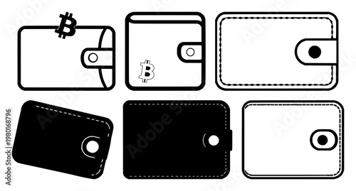 Cryptocurrency hardware wallet icon set with solid black icon on white background featuring cryptocurrency, hardware wallet, icon with vector and illustration