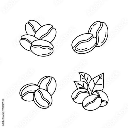 Coffee Beans Collection - Four Unique Vector Illustrations.