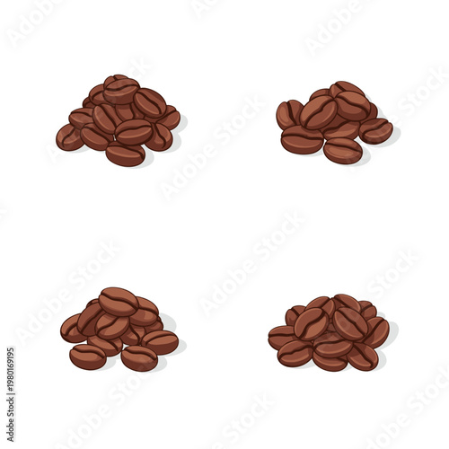 Coffee beans illustration - A collection of roasted coffee beans in a white background.