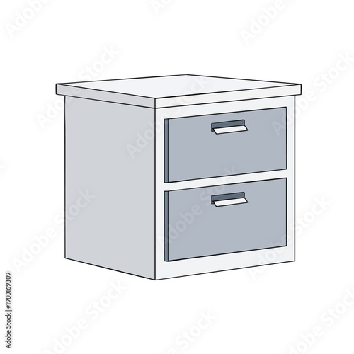 Modern Gray Office Filing Cabinet with Two Drawers for Storage and Organization