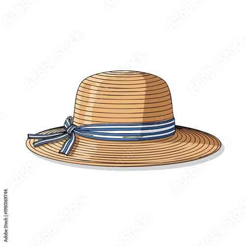 Stylish Straw Sun Hat with Ribbon Tie for Summer Fashion and Outdoor Activities