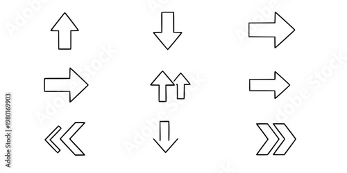 Back and Forward Browser Button Vector Icon Set Minimalist Line Art 9 Grid