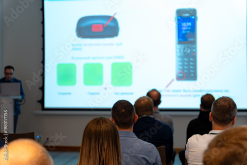 Wallpaper Mural Presenter leads a tech-focused business seminar Torontodigital.ca