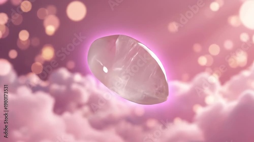 Dreamy Orb in Pink Clouds - A Serene Visual Journey.