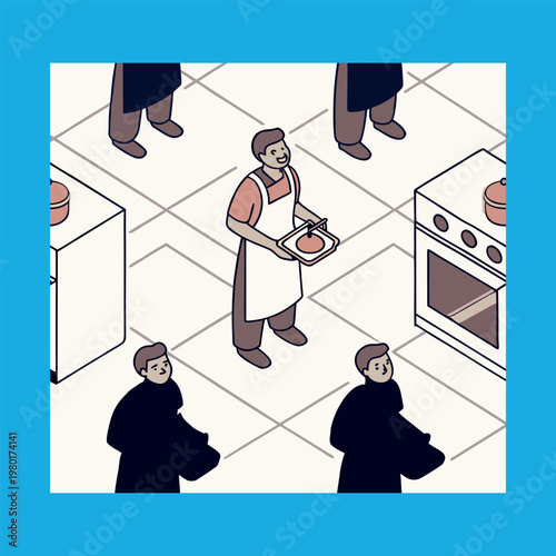  Gourmet dish being prepared in a highend restaurant kitchen