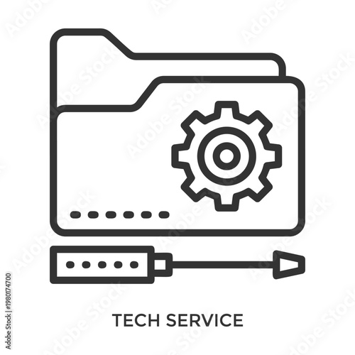 Tech Service Icon Line Style. Design Vector Illustration
