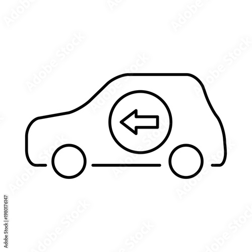 車と矢印のマークを用いて、前進を表現したアイコン