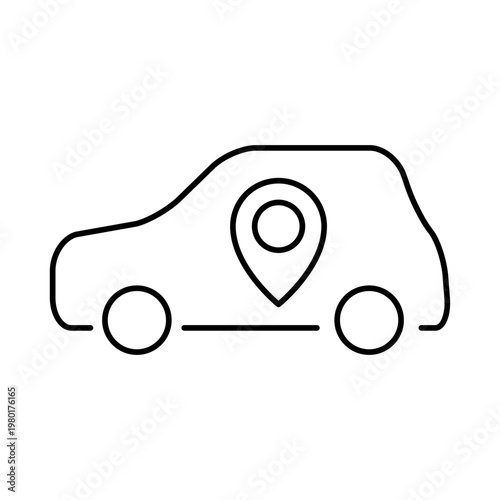 車とピンのマークを用いて、現在地を表現したアイコン