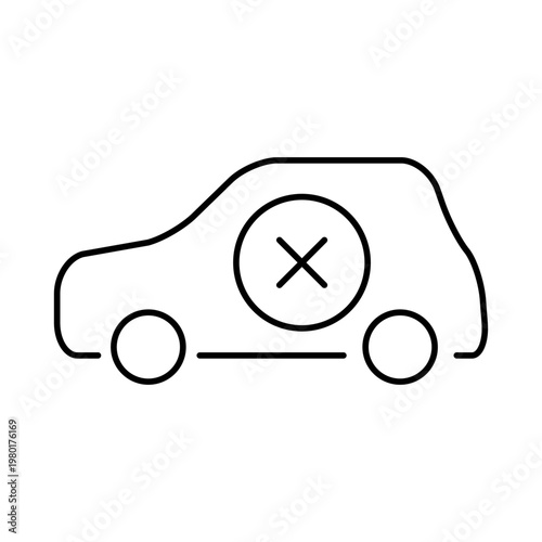 車と×マークを用いて、進入禁止を表現したアイコン
