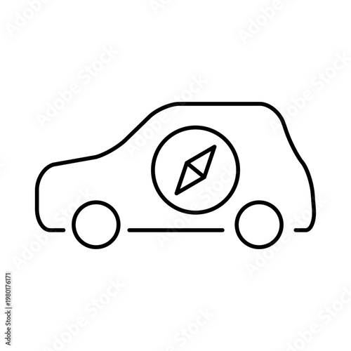 車とコンパスのマークを用いて、方位を表現したアイコン