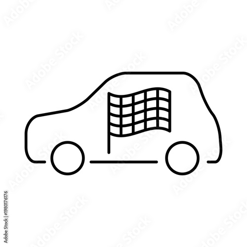 車と旗のマークを用いて、到着地点を表現したアイコン