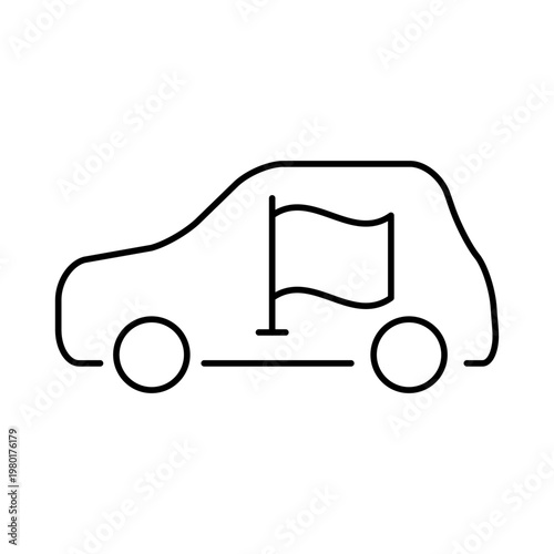 車と旗のマークを用いて、出発地点を表現したアイコン