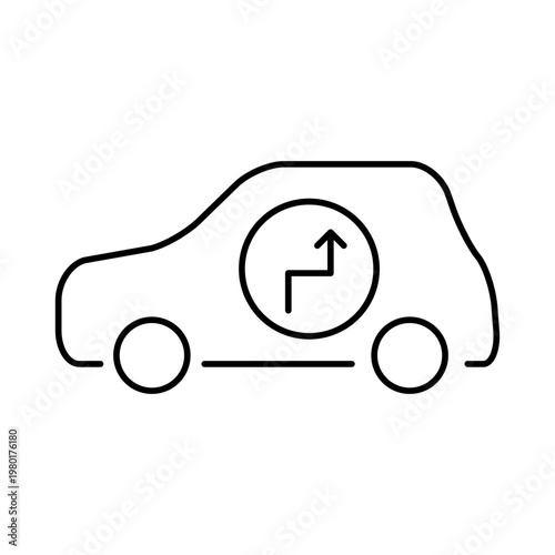 車と矢印のマークを用いて、走行ルートを表現したアイコン