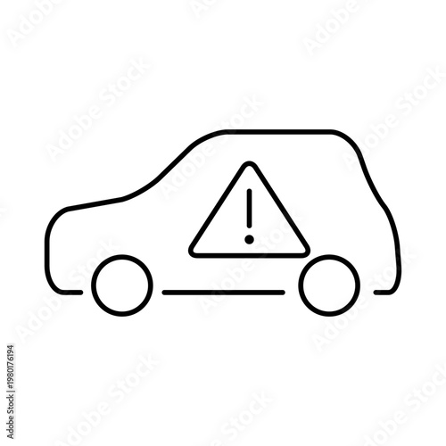 車と警告マークを用いて、注意喚起を表現したアイコン