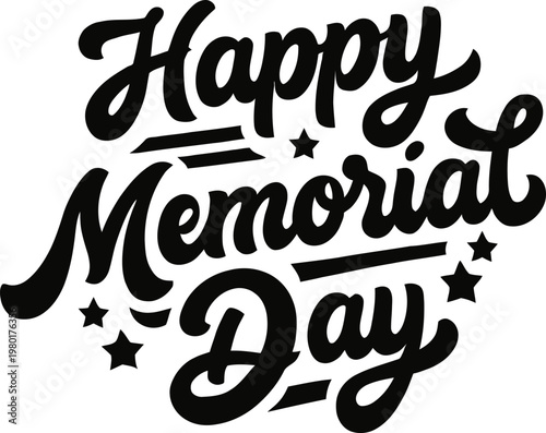 Happy memorial day lettering typography design