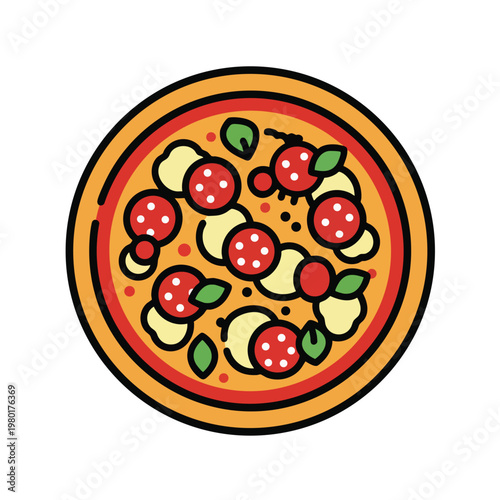 Delicious Fresh Mushroom and Pepper Pizza with Green Garnish