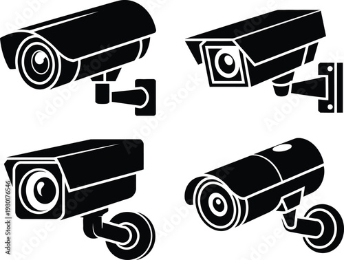 Set of four security cctv cameras