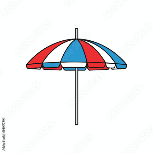 Colorful Beach Umbrella Offering Shade on Sunny Day for Outdoor Relaxation