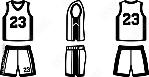 Black and white basketball jersey and shorts set with number 23 front and back view