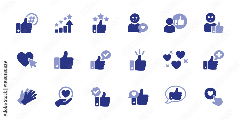 Fototapeta premium like icons set. thumb up, applaud, recommend, like, appreciation, favorite and more. simple colored vector